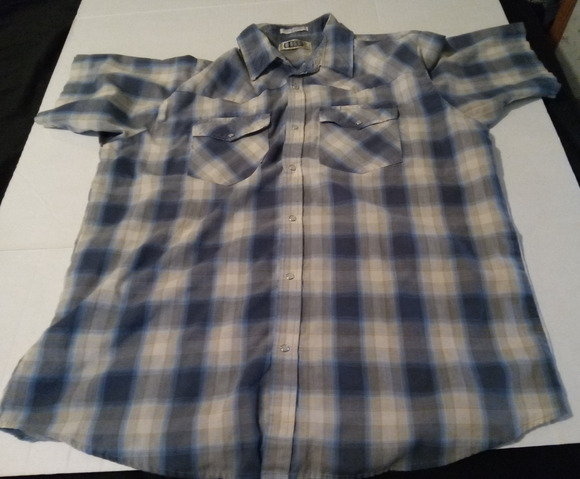 HB Company Other - HB Company Mens Size 2xl Blue White And Brown Short Sleeve Western Shirt